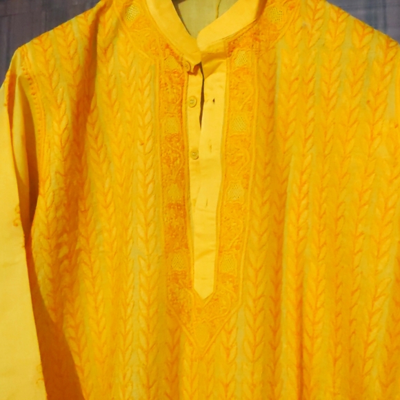 Other - Sunshine yellow chikankari men's kurta